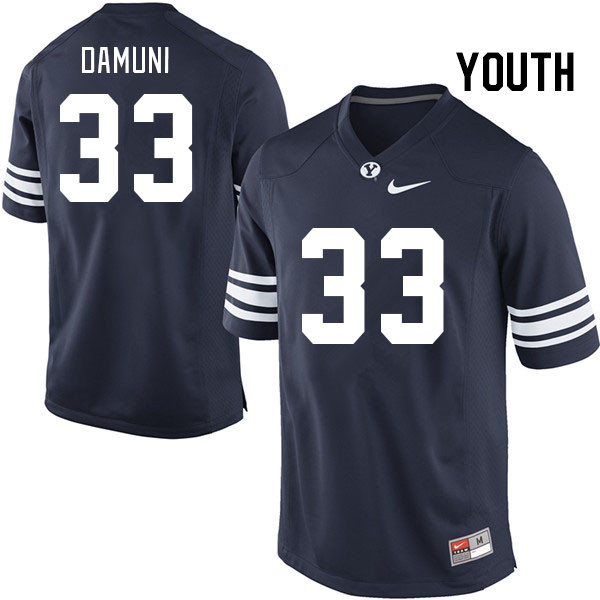 Youth #33 Raider Damuni BYU Cougars College Football Jerseys Stitched-Navy - Click Image to Close